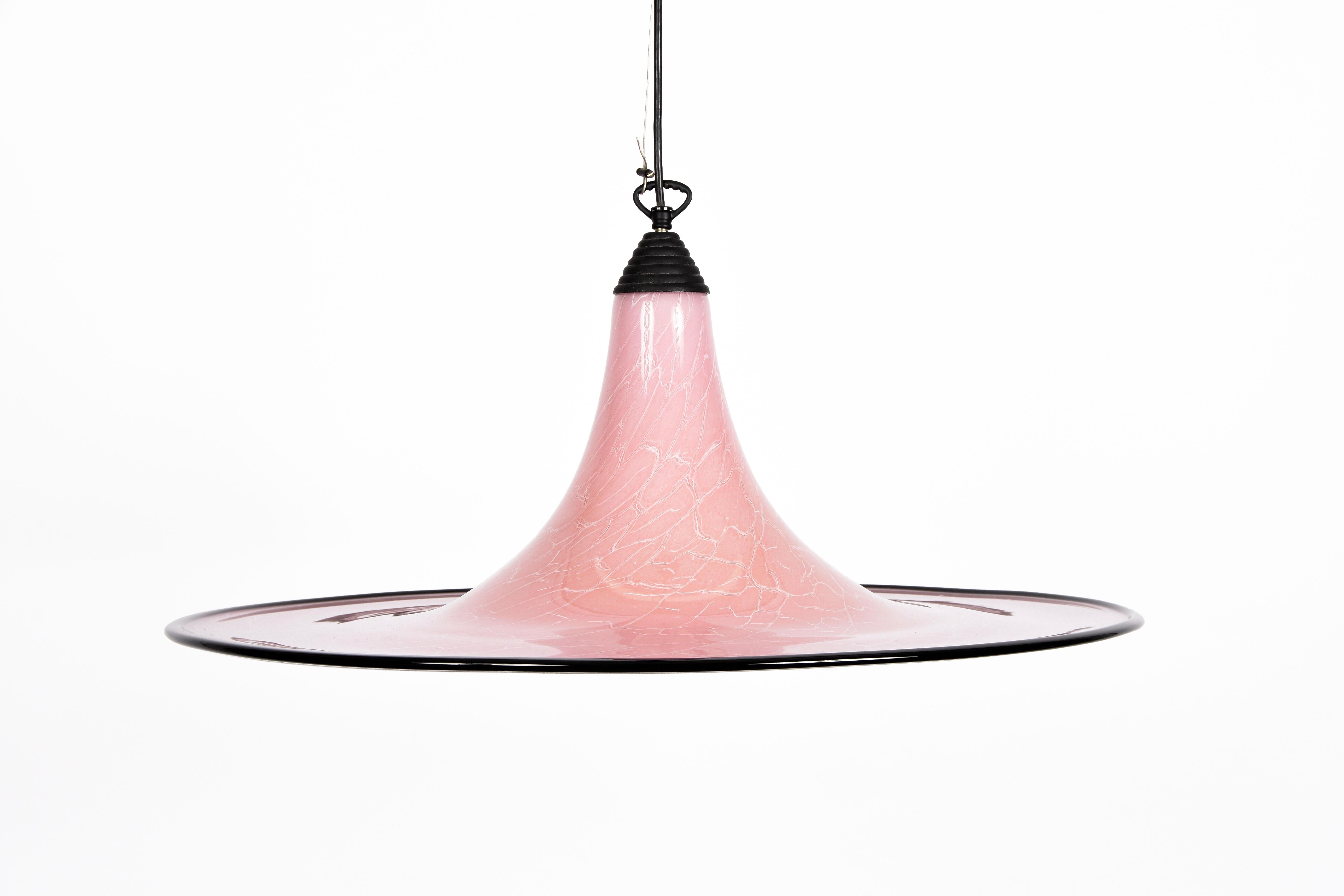 Mid-Century Modern Seguso Midcentury Pink and Black Murano Glass Marble Effect Chandelier, 1970s For Sale