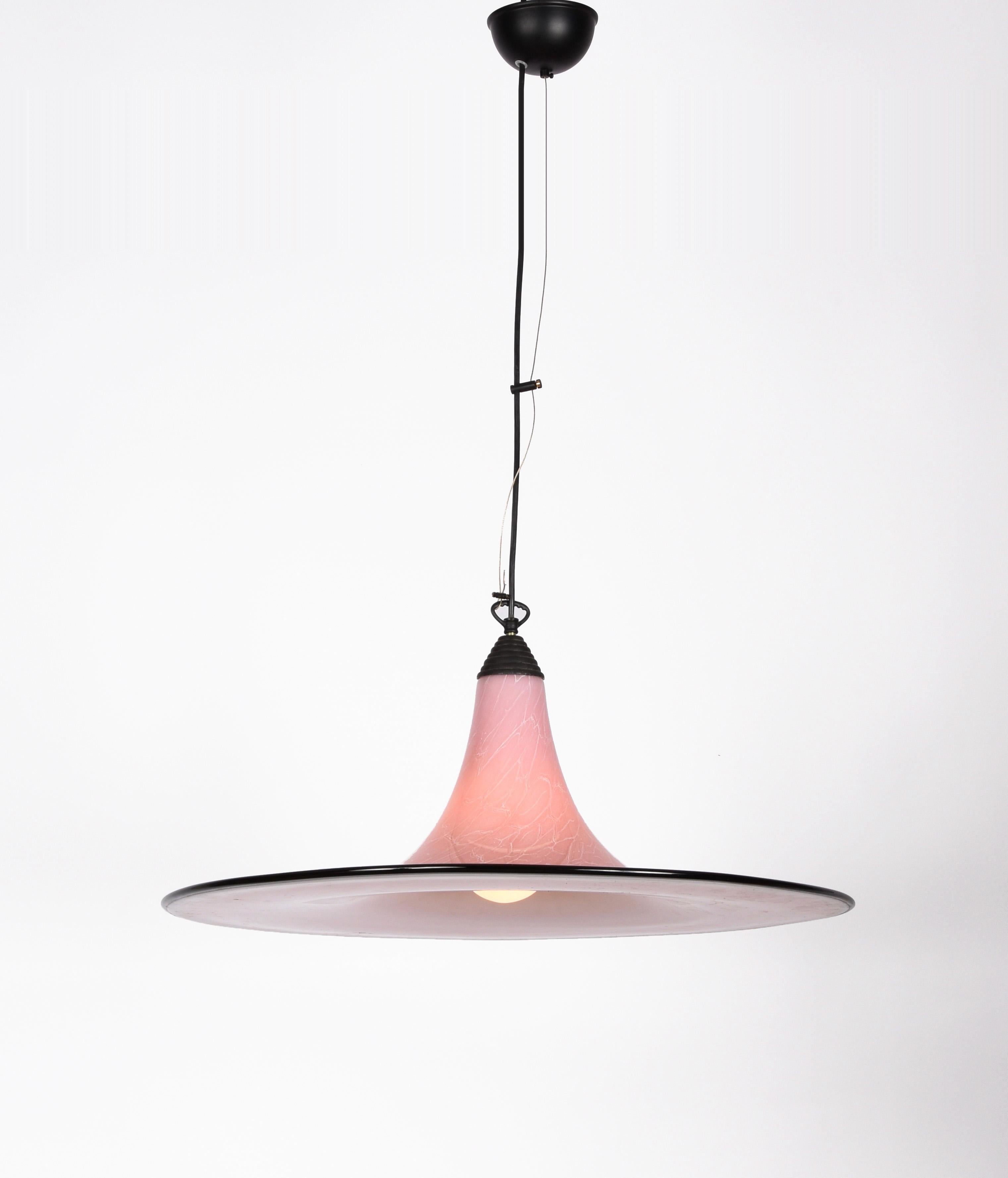 Seguso Midcentury Pink and Black Murano Glass Marble Effect Chandelier, 1970s For Sale 2