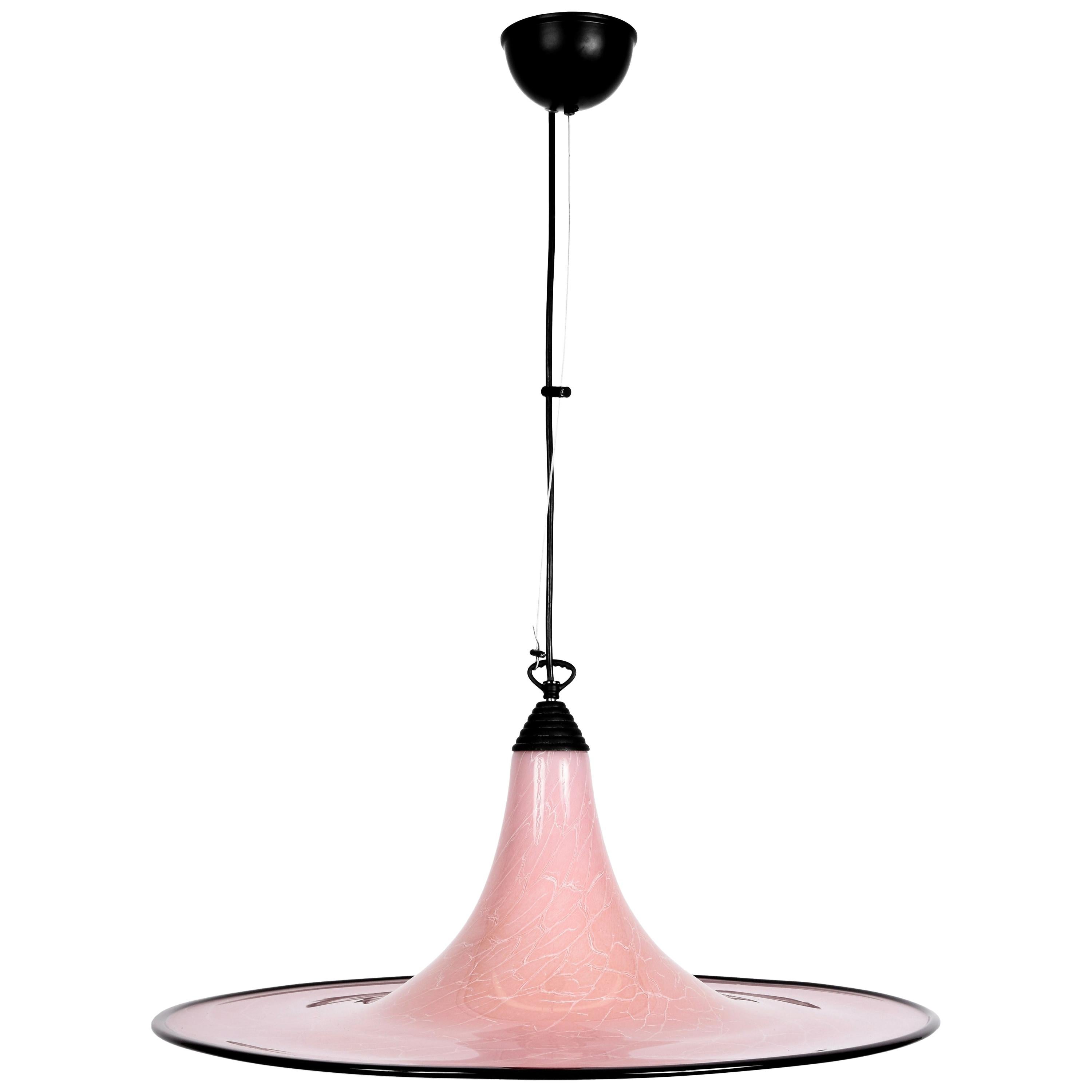 Seguso Midcentury Pink and Black Murano Glass Marble Effect Chandelier, 1970s For Sale