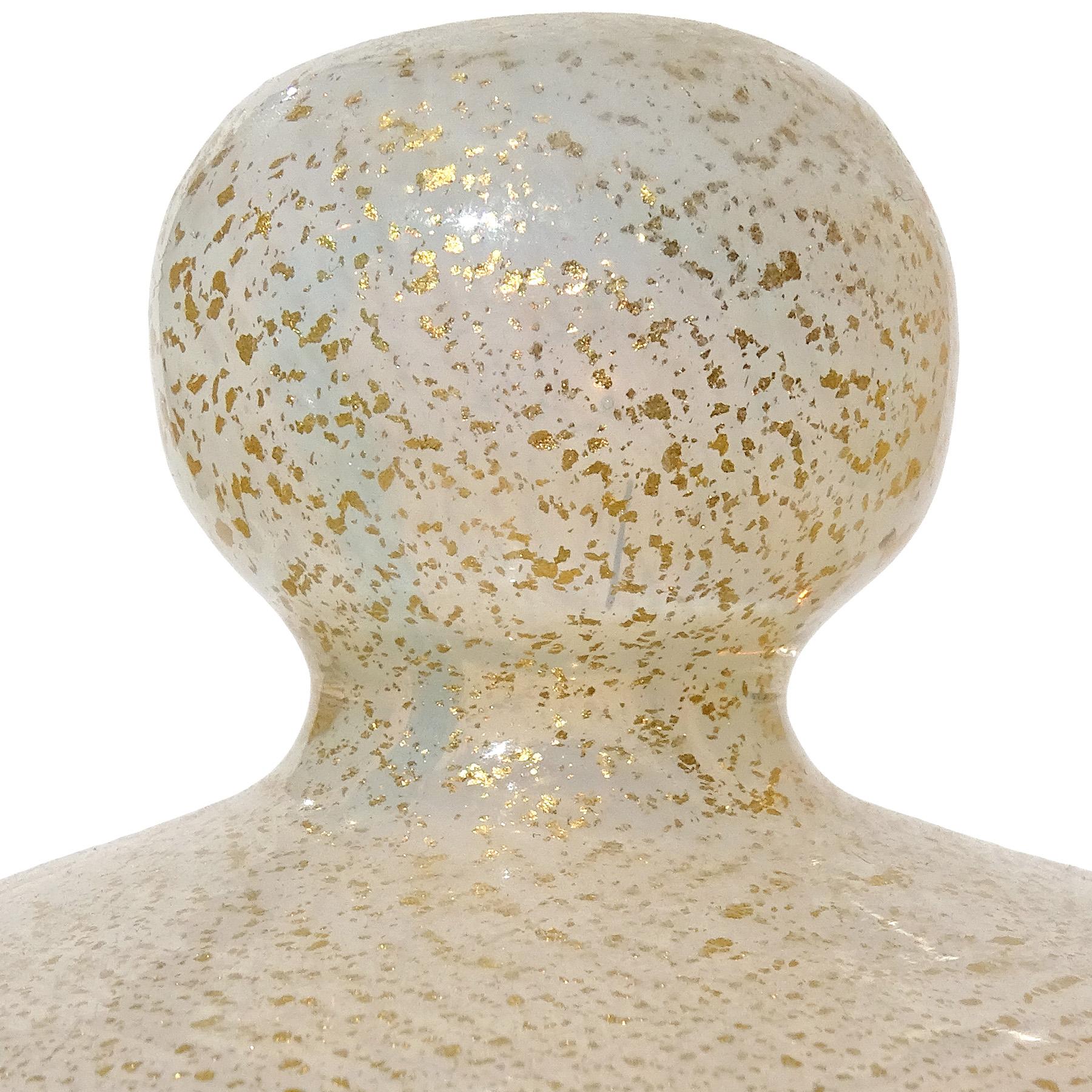 Seguso Murano 1950s Gold Flecken Opalescent Weiß Italienisch Kunst Glas Vanity Jar im Zustand „Gut“ im Angebot in Kissimmee, FL