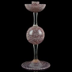 Seguso Murano 1952 Lila Weiß Merletto Bänder Italienisches Kunstglas Kerzenständer mit Merletto-Bändern
