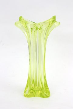 Seguso Murano Acid Yellow Large Art Glass Vase, 1950s