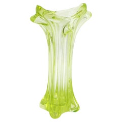 Seguso Murano Acid Yellow Large Art Glass Vase, 1950s