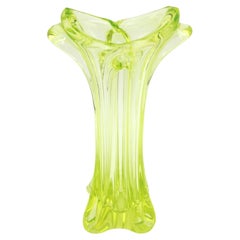 Gran Jarrón de Vidrio Artístico Amarillo Ácido de Seguso Murano, años 50