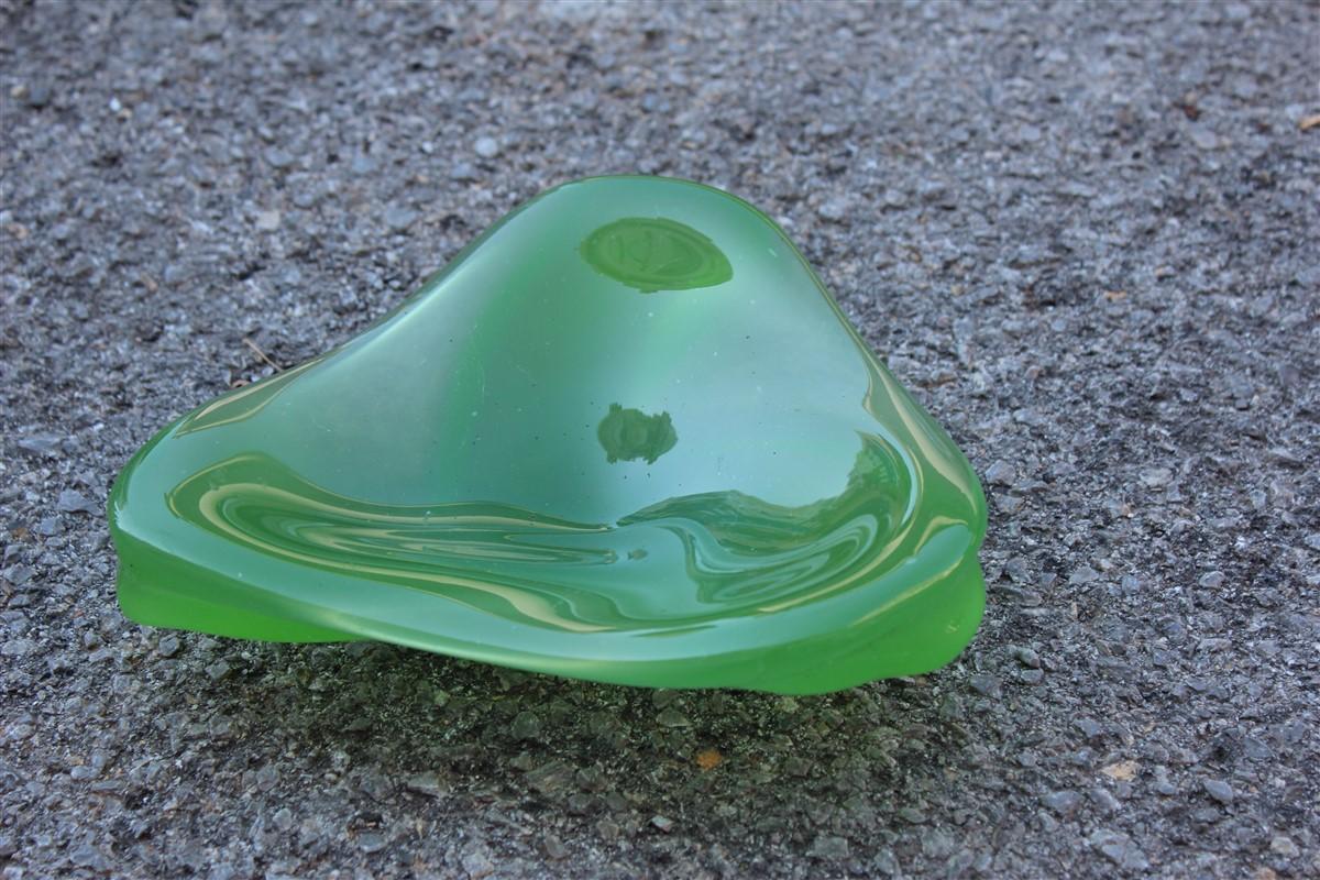 Seguso Murano art glass bowl 1960 green Italian design.