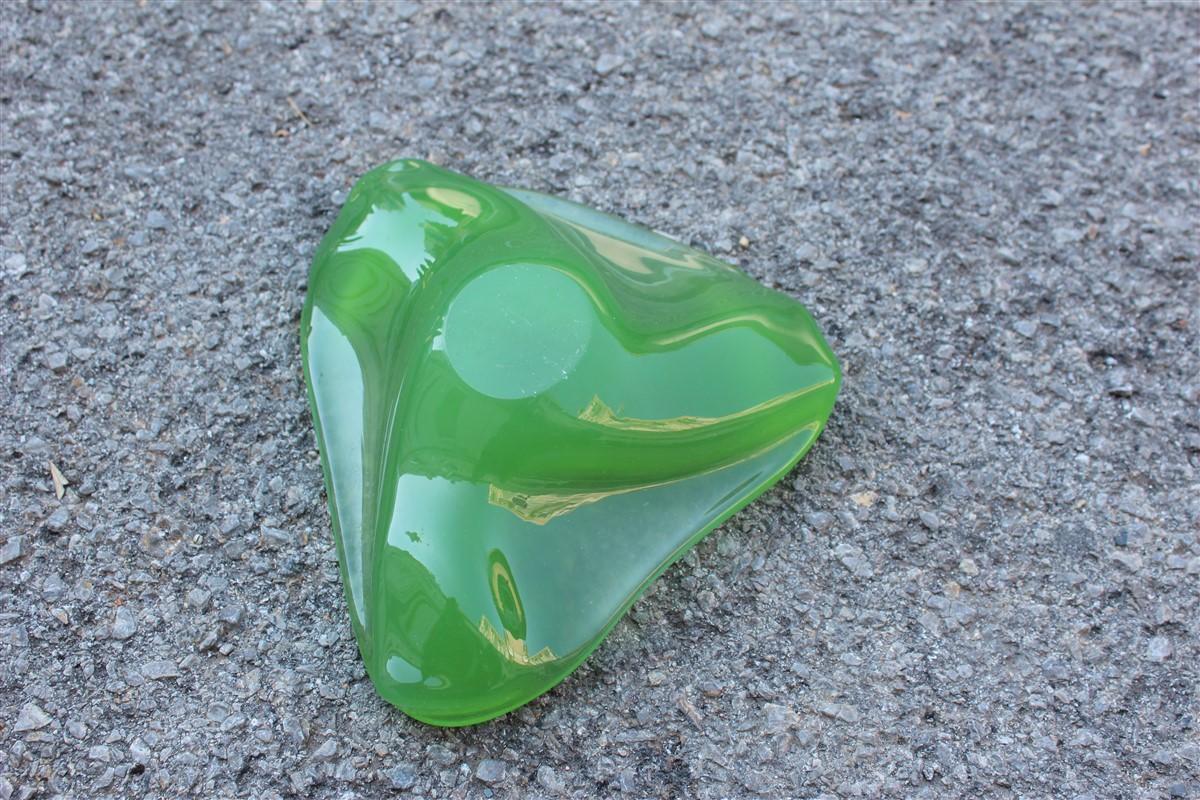 Seguso Murano Art Glass Bowl 1960 Green Italian Design In Good Condition For Sale In Palermo, Sicily