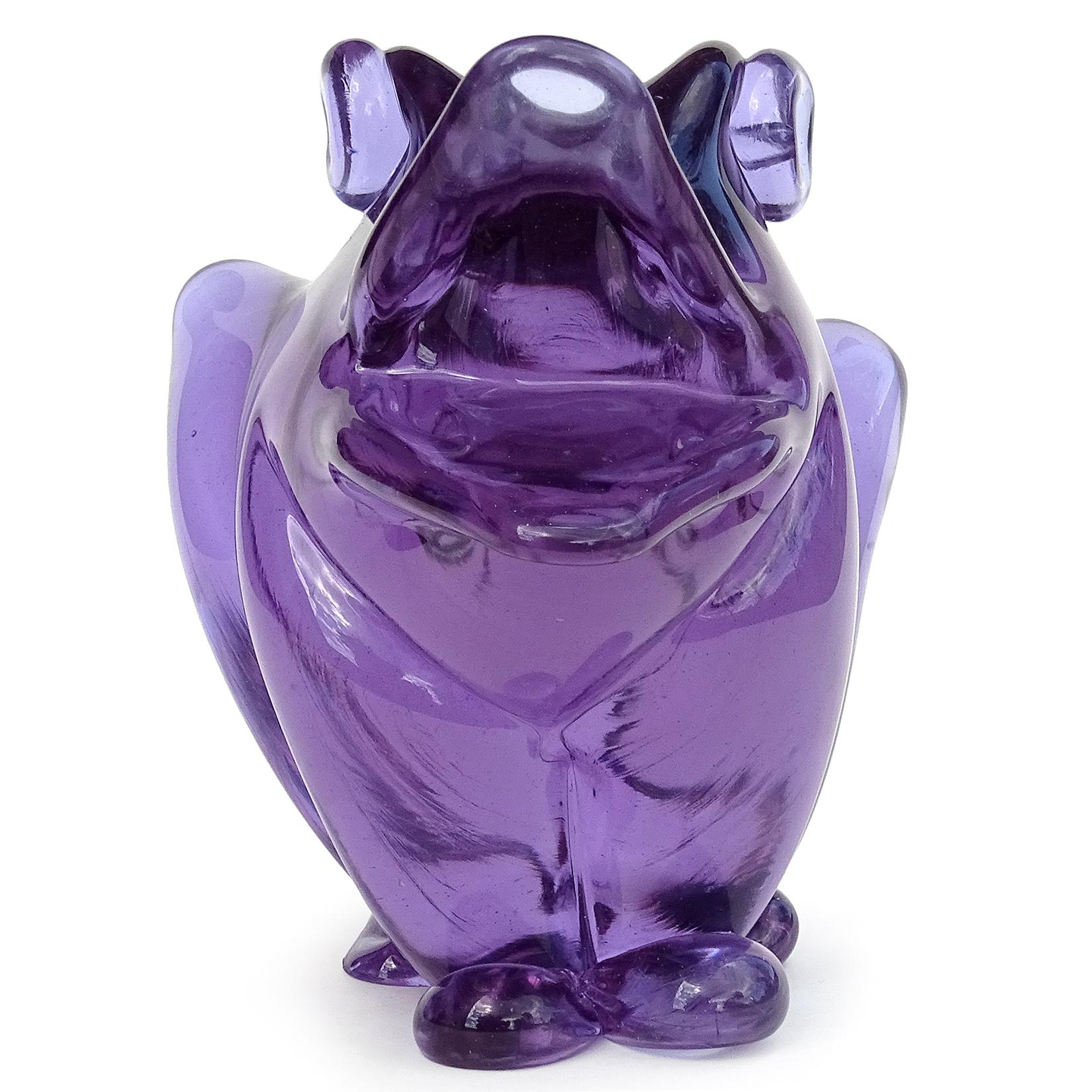 20th Century Seguso Murano Blue Purple Alexandrite Italian Art Glass Color Changing Frog
