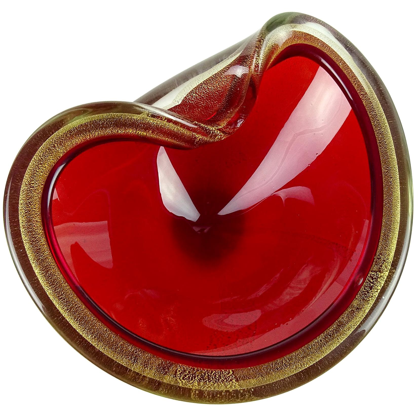 Archimede Seguso Murano Pink Gold Flecks Italian Art Glass Decorative