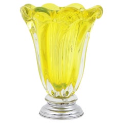 Seguso Murano Bright Yellow Sommerso Art Glass Centerpiece Vase, 1960s