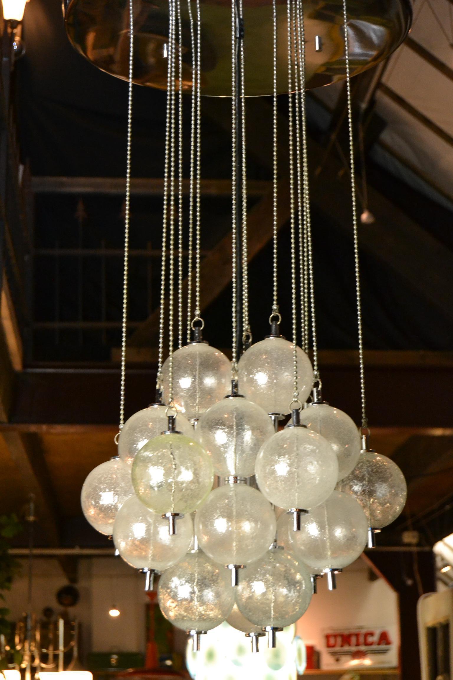 Murano Glass Bubble Chandelier with Chains, Mid-20th Century  For Sale 7