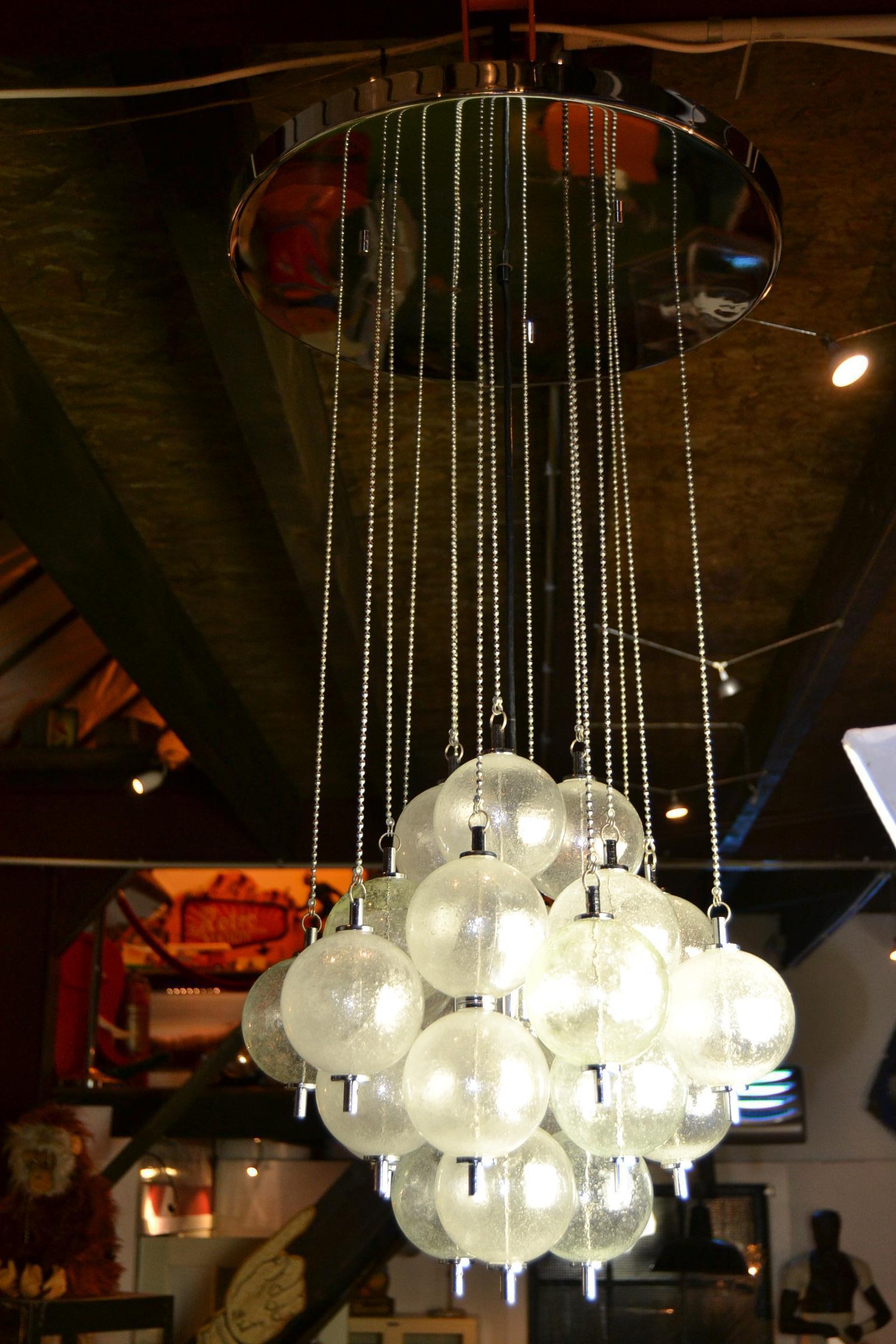 Murano Glass Bubble Chandelier with Chains, Mid-20th Century  For Sale 9