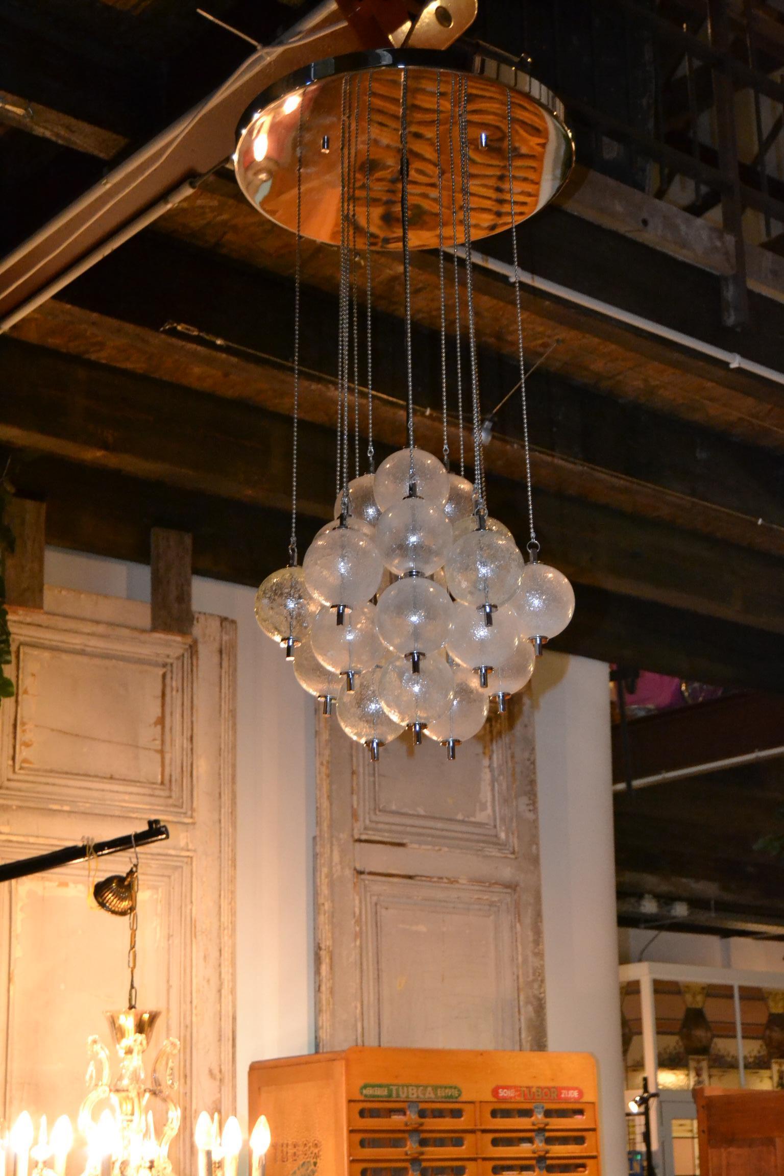 Murano Glass Bubble Chandelier with Chains, Mid-20th Century  For Sale 11
