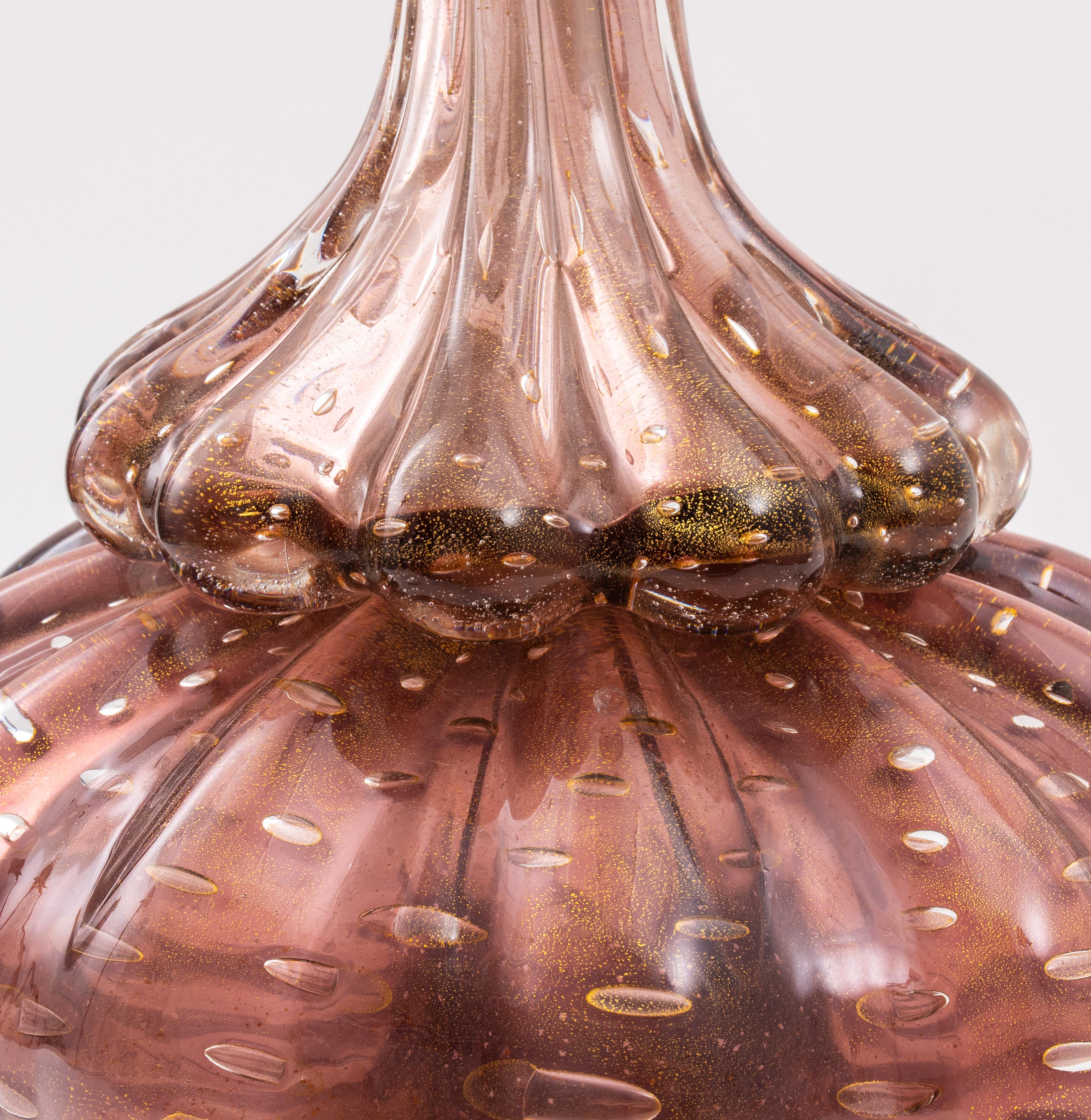International Style Seguso Murano Bullicante Glass Table Lamp