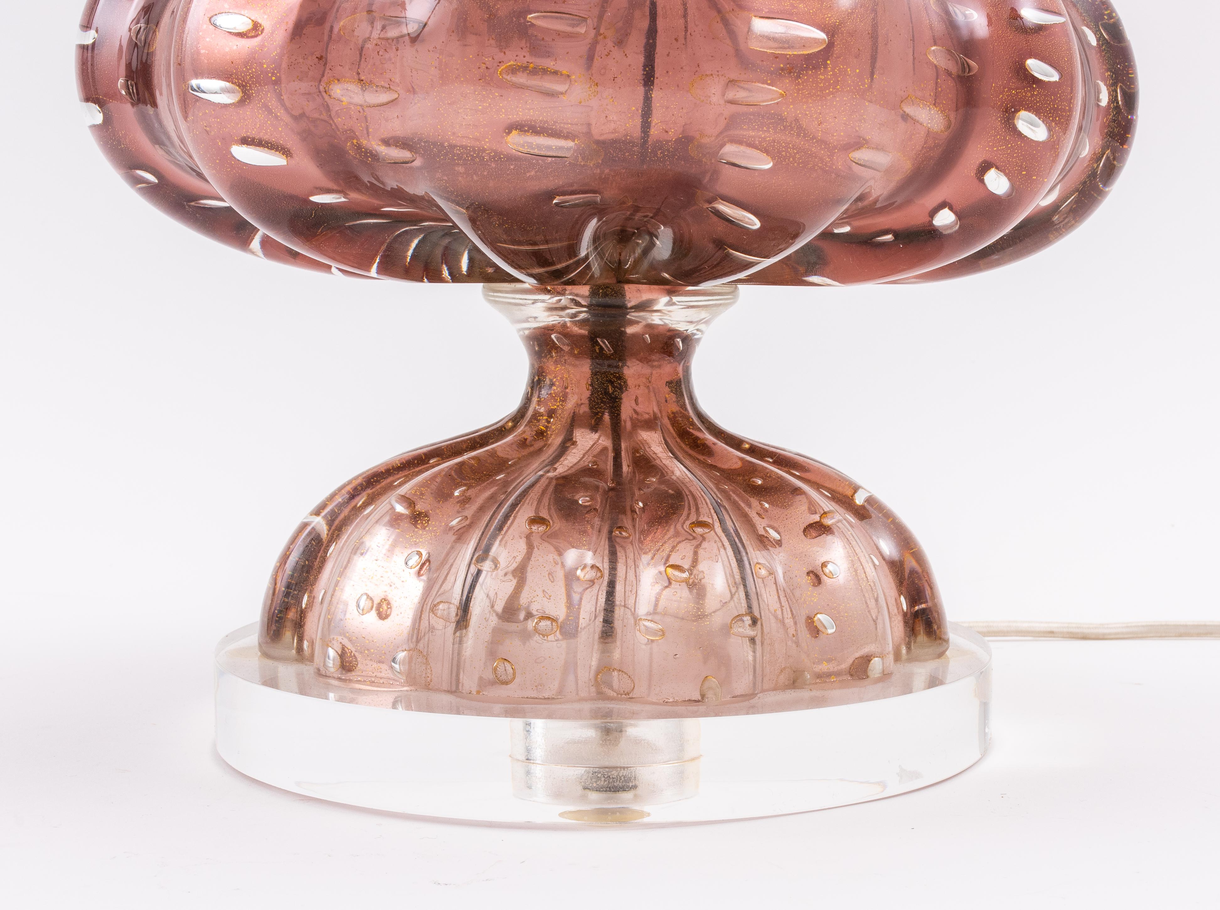 20th Century Seguso Murano Bullicante Glass Table Lamp