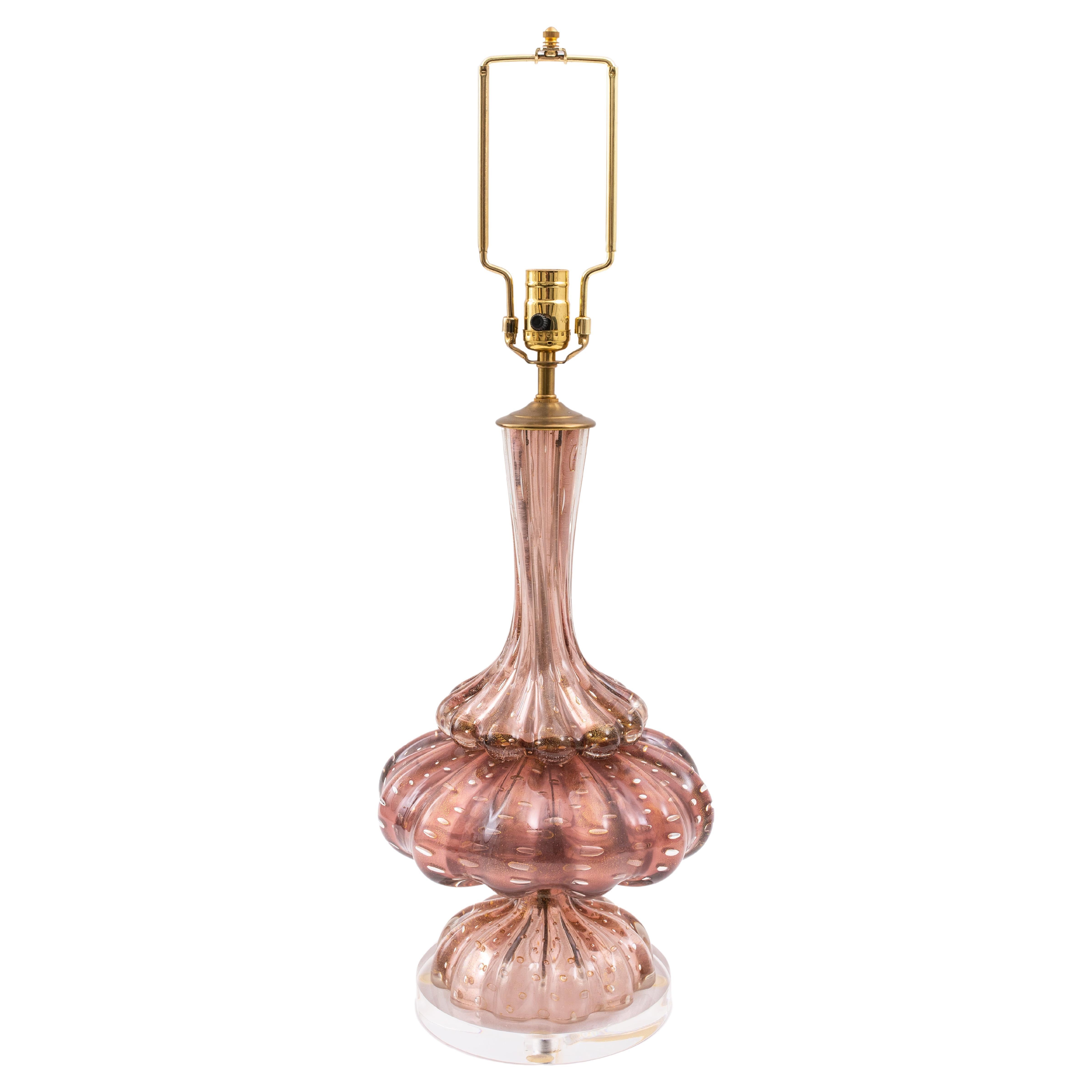 Seguso Murano Bullicante Glass Table Lamp