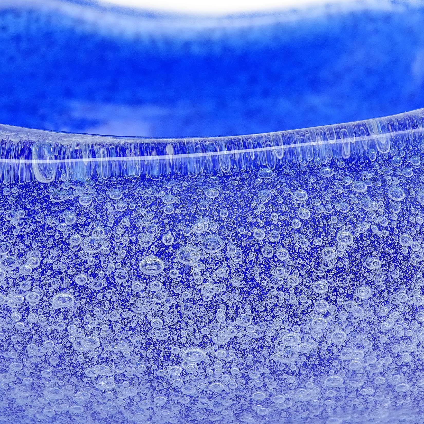 Seguso Murano Cobalt Blue a Bollicine Pulegoso Italian Art Glass Bowl Vide-Poche 1