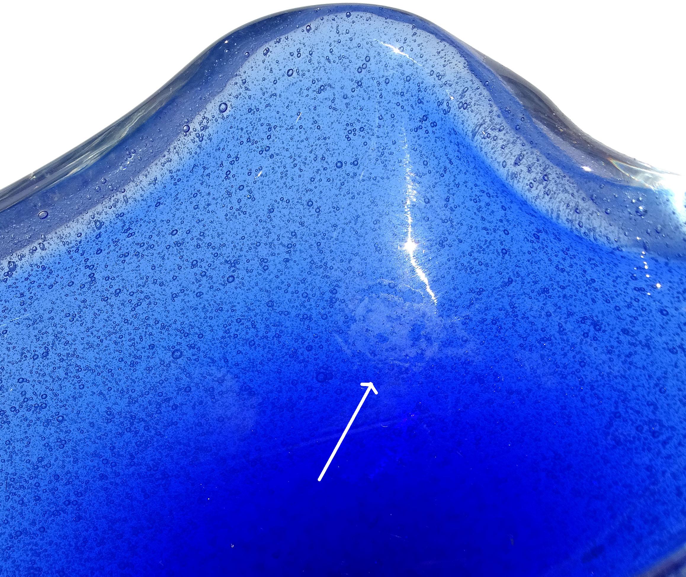 Seguso Murano Blu Cobalto a Bollicine Pulegoso Ciotola in vetro artistico italiano Vide-Poche in vendita 1