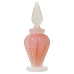 Seguso Murano Coral Orange White Opal Italian Art Glass Vanity Perfume Bottle
