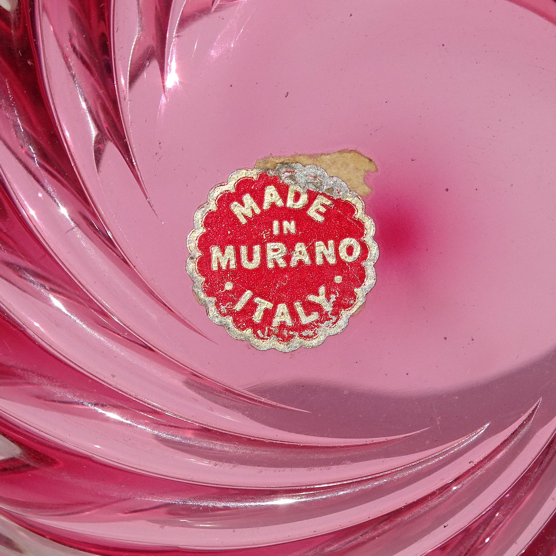 Seguso Murano Rosa Arándano Arte Italiano Vidrio Tapa Polvera Tarro en Bueno estado para la venta en Kissimmee, FL