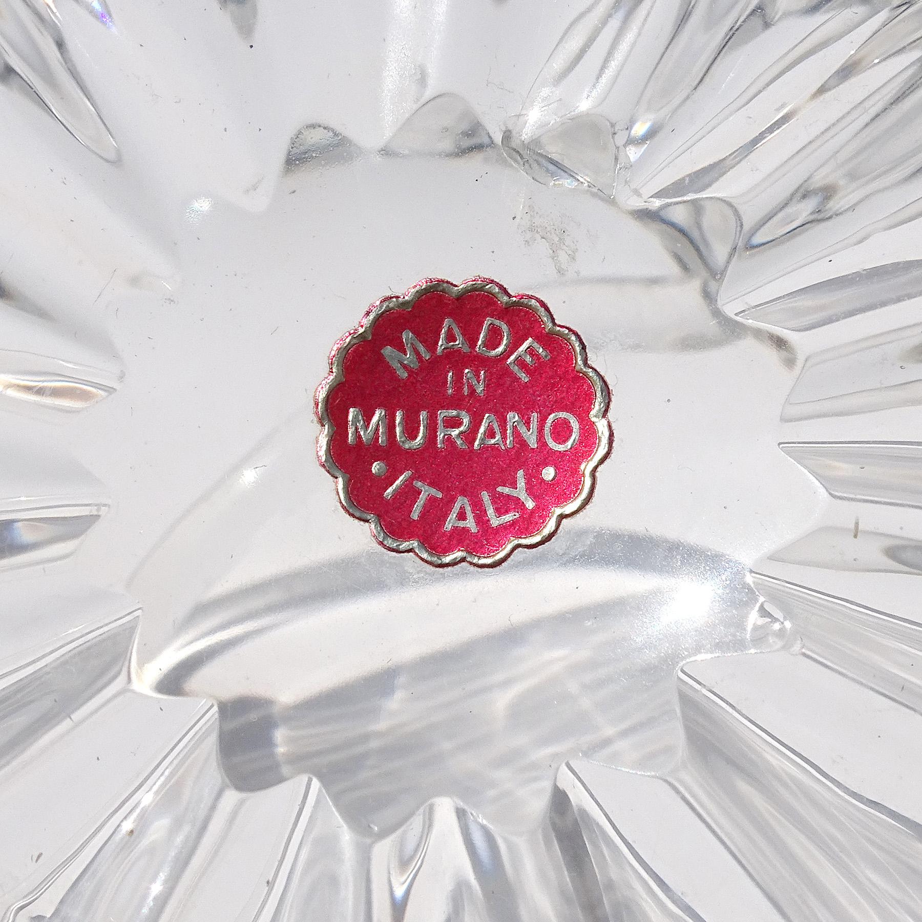 Seguso Murano Crystal Clear Italian Art Glass Working Handle Flower Basket Vase 3