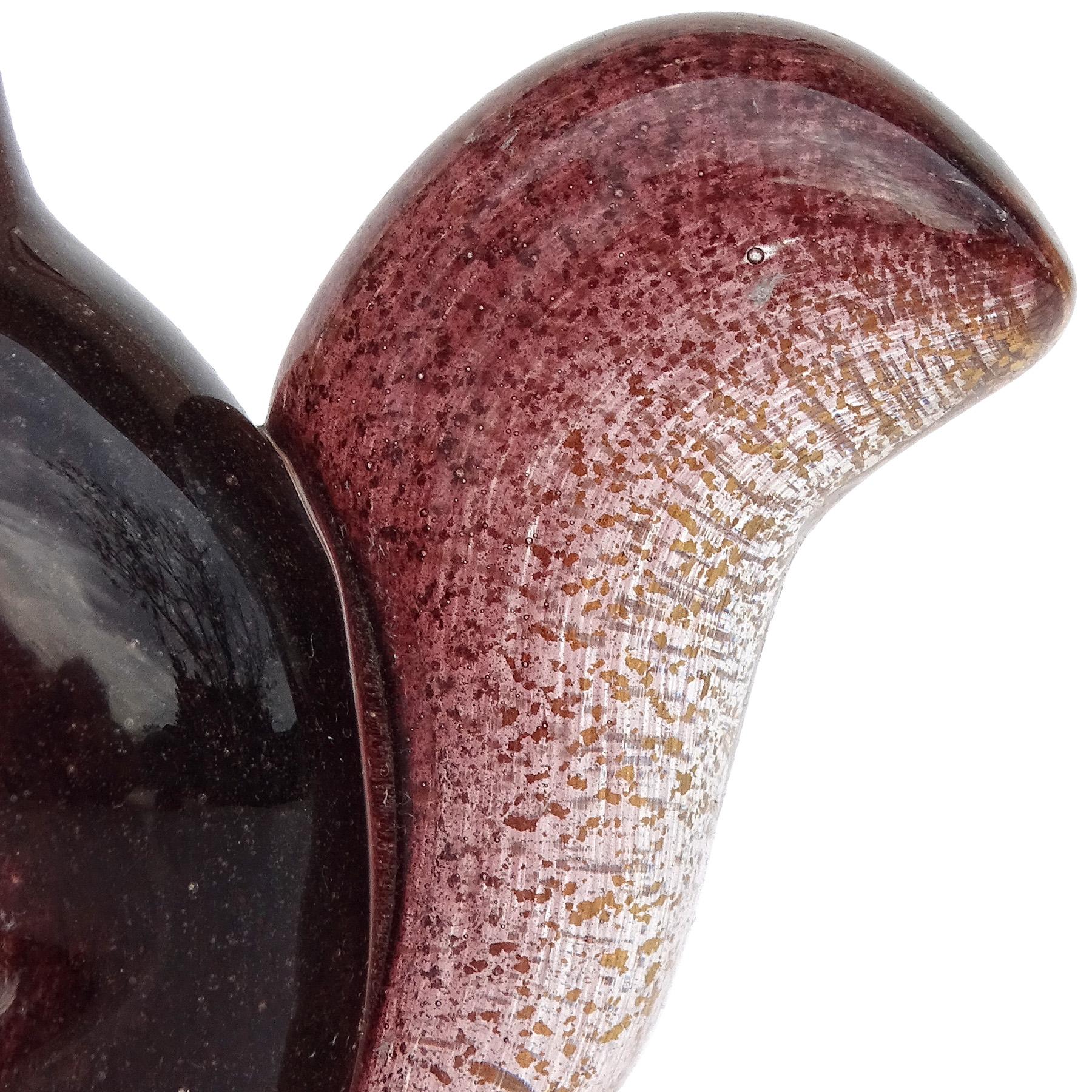 Seguso Murano Dark Amethyst Gold Flecks Italian Art Glass Squirrel Figurine For Sale 2