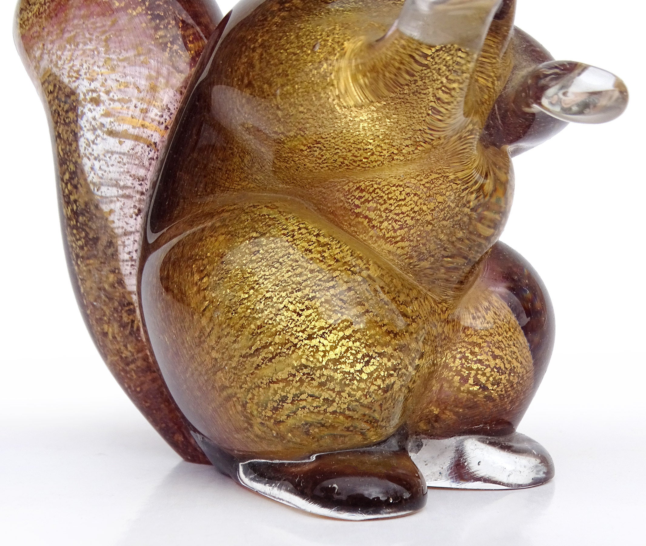 Seguso Murano Dark Amethyst Gold Flecks Italian Art Glass Squirrel Figurine For Sale 3