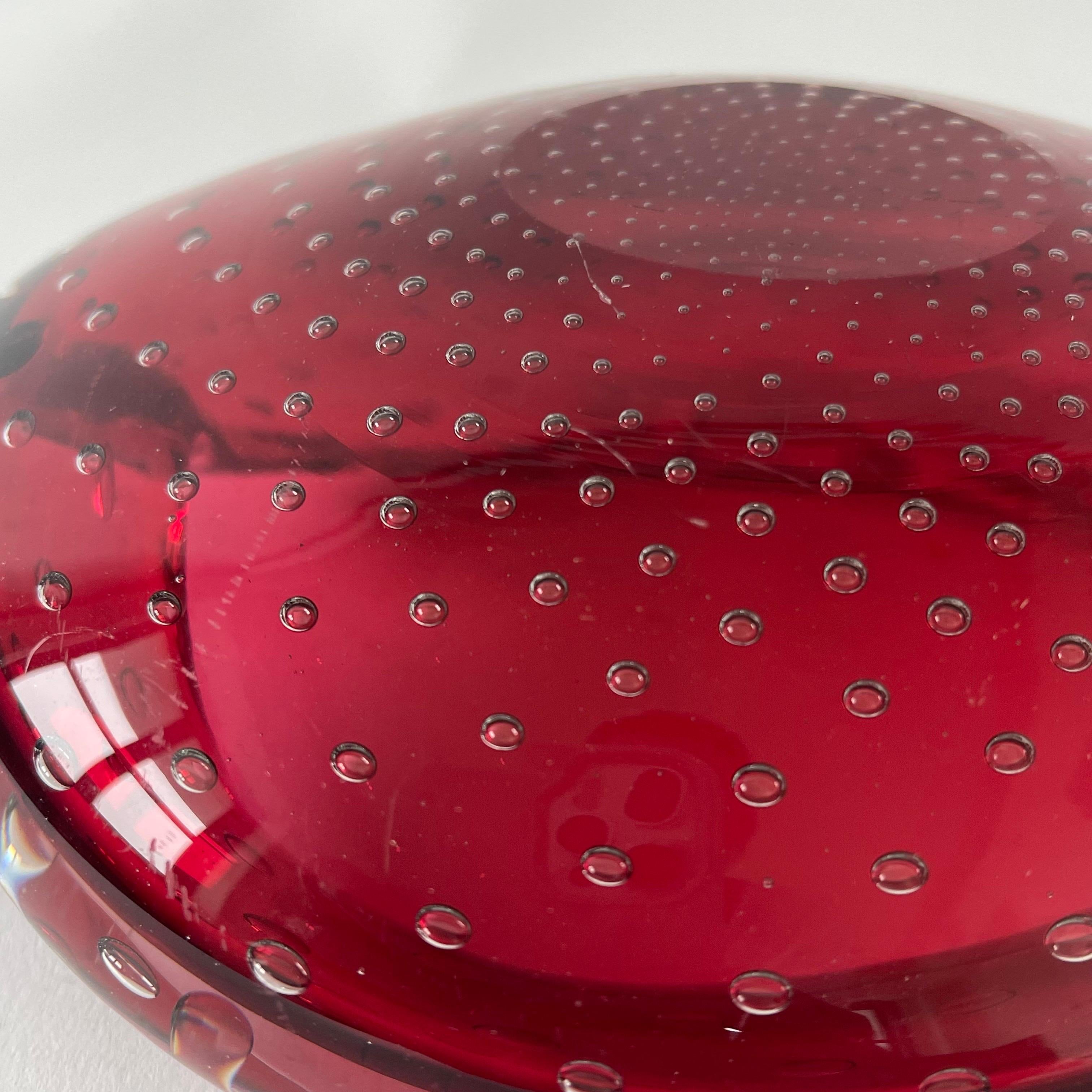 Cuenco o cenicero de cristal Bullicante Rojo Profundo de Seguso Murano, Italia, años 60 en venta 3