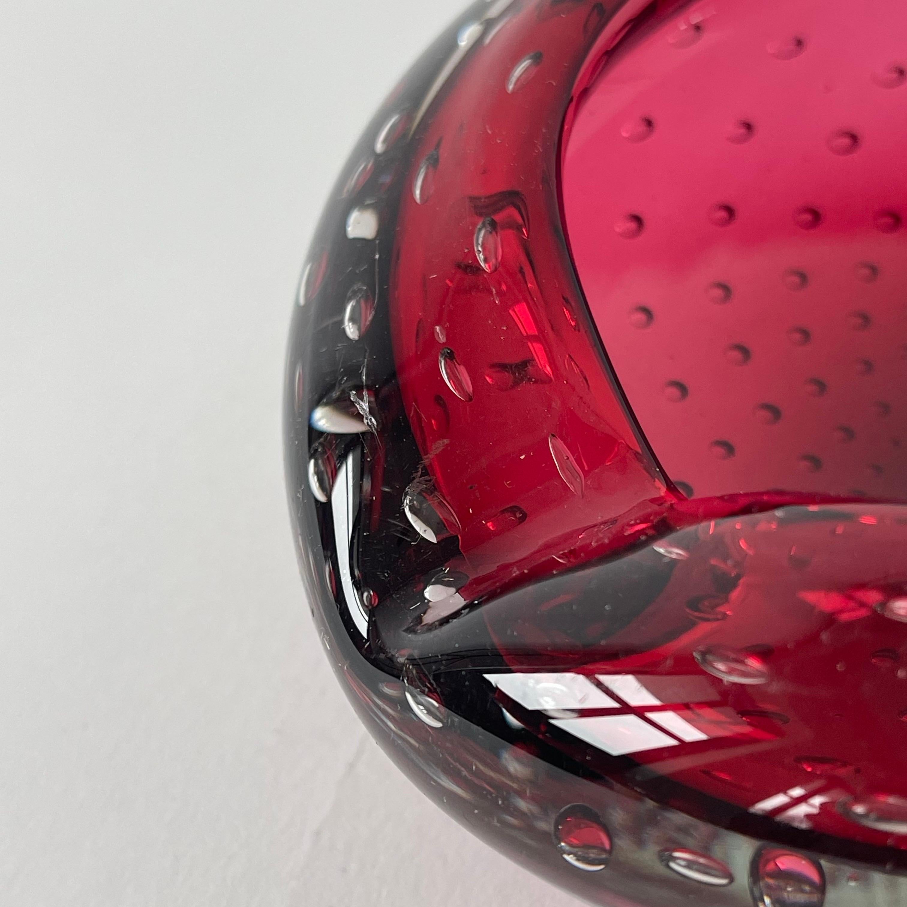 Cuenco o cenicero de cristal Bullicante Rojo Profundo de Seguso Murano, Italia, años 60 en venta 2