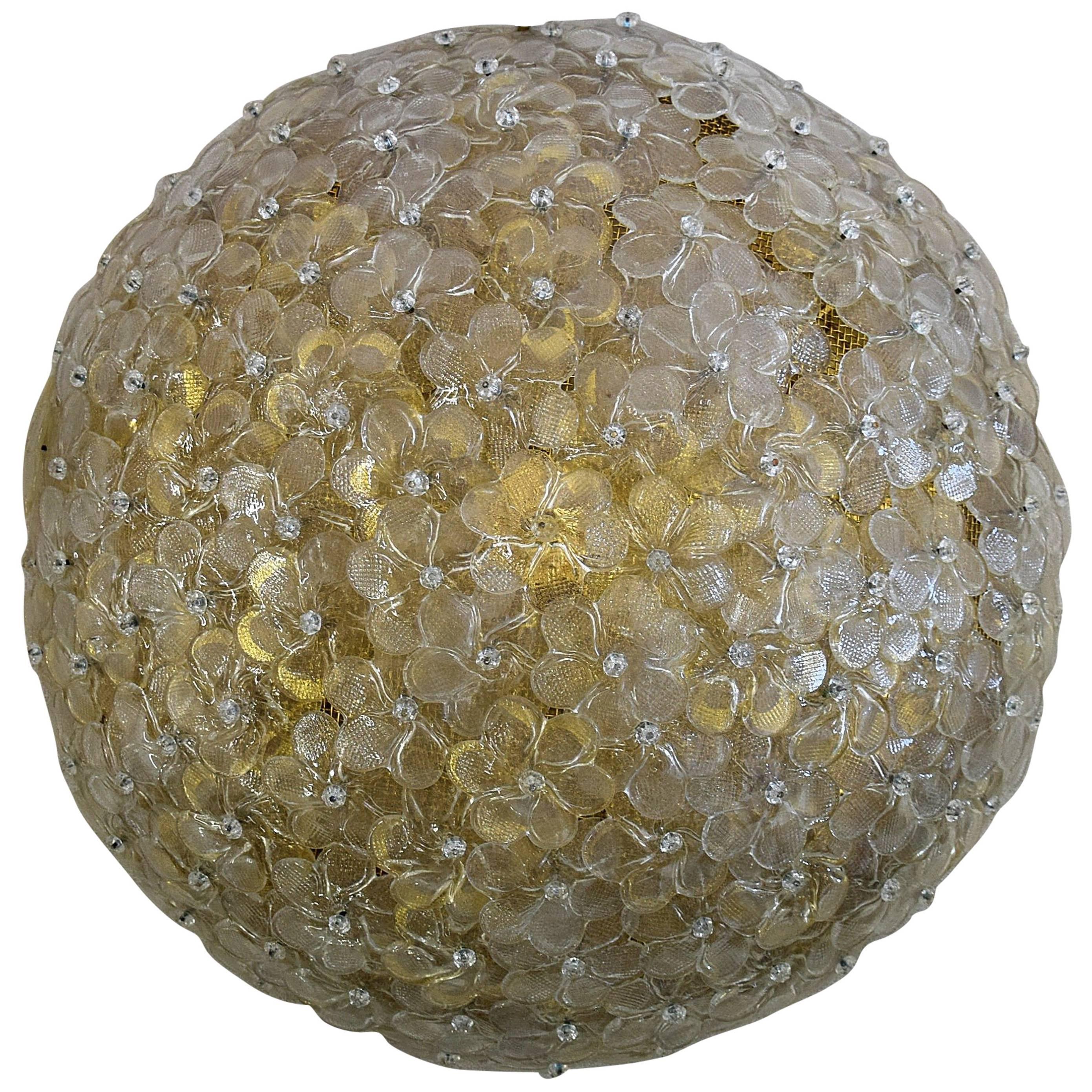 Seguso Murano Flower Ceiling Lamp