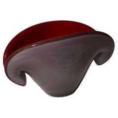 Vintage Seguso Murano Glass 1960s Clam shaped Shell Bowl, Italy 