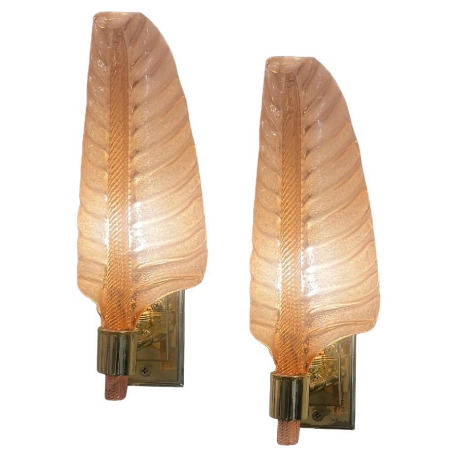 Seguso - Appliques à feuilles d'acanthe en verre de Murano en vente