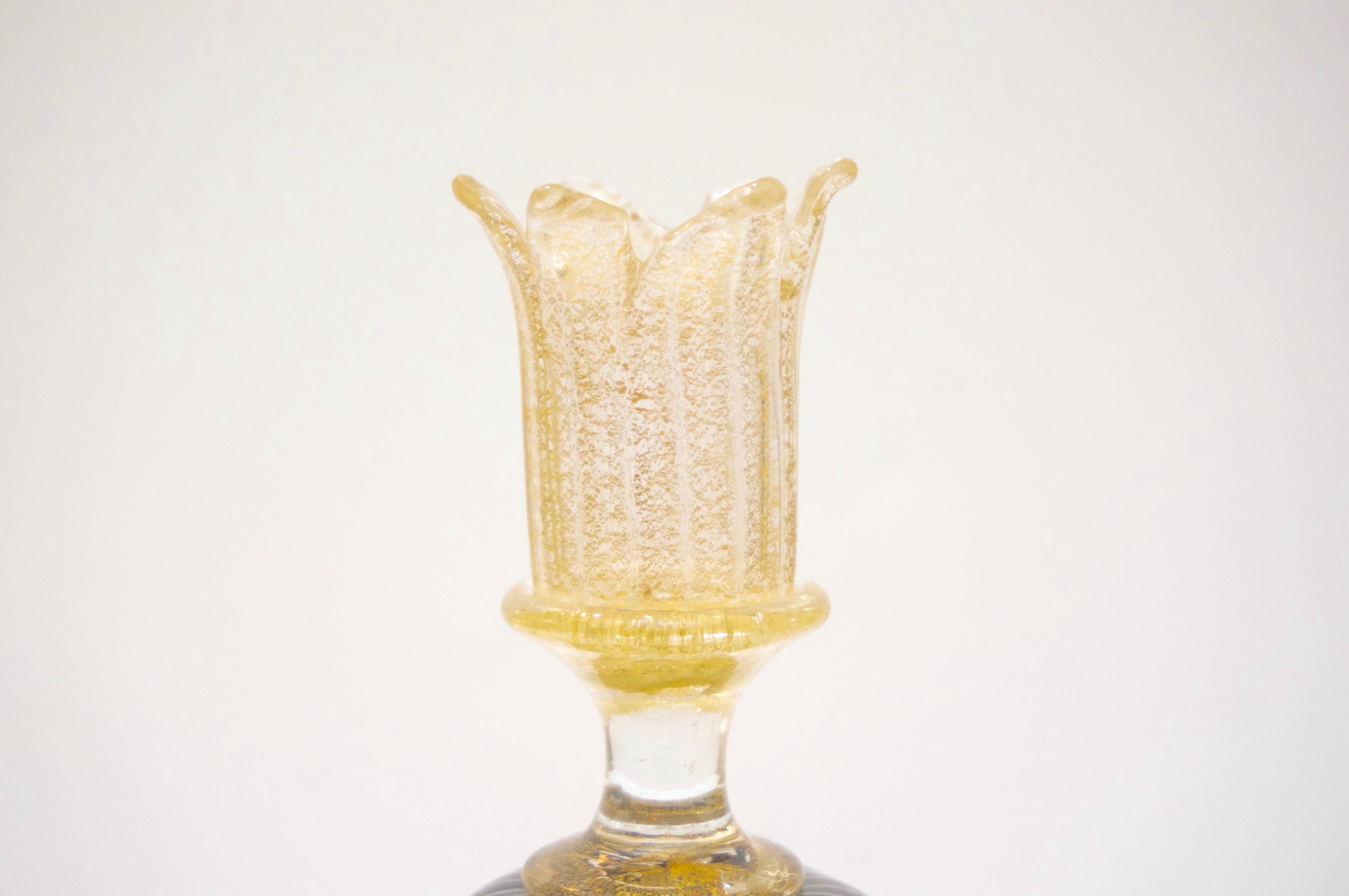 Italian Seguso Murano Glass Candlestick