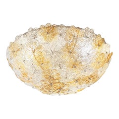 Seguso Murano Glass Flower Flush Mount Light Fixture, 1960s