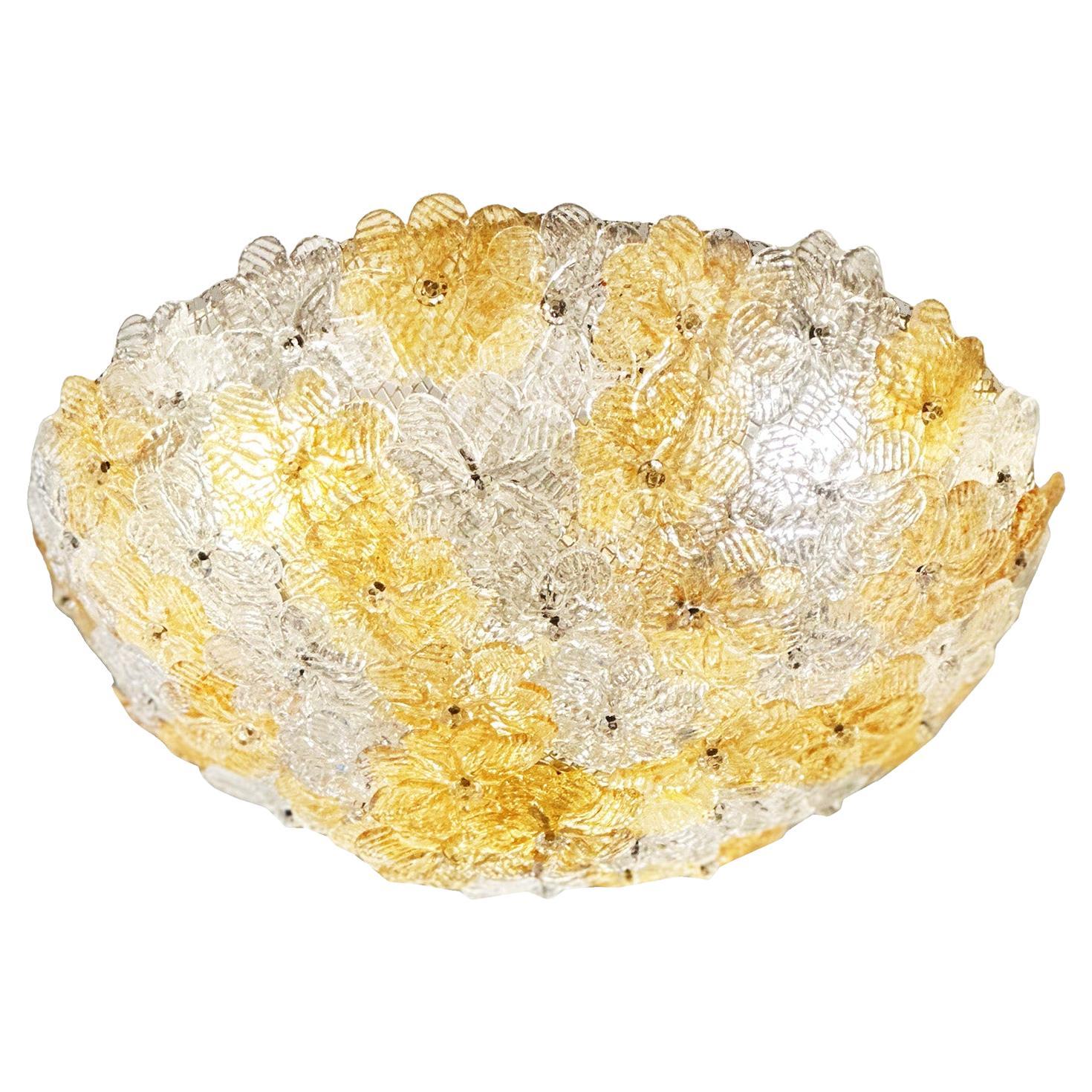 Seguso Murano Glas Blume Flush Mount Leuchte, 1960er Jahre