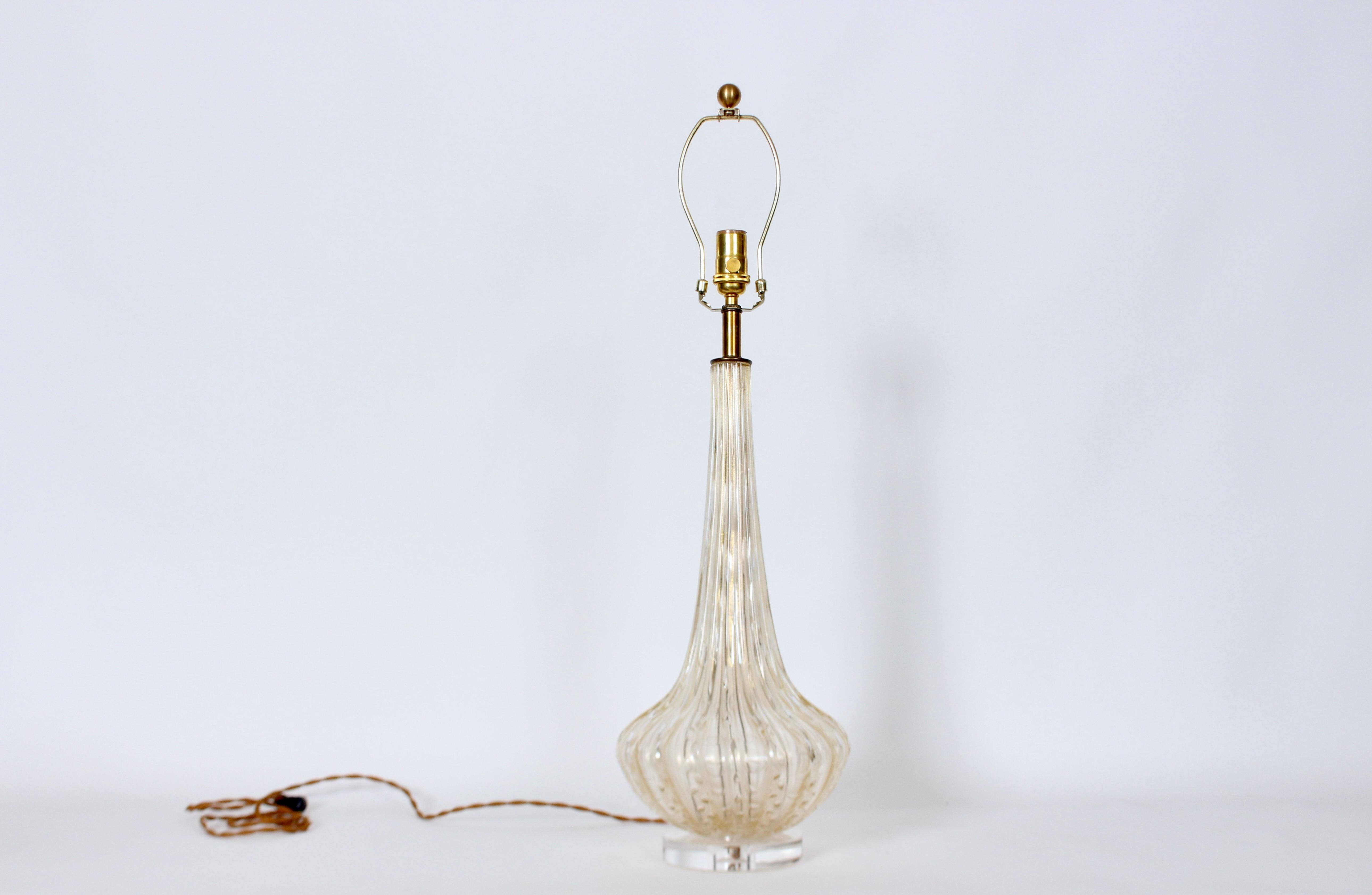 Lampe de table en verre de Murano irisé et doré, années 1950 Bon état - En vente à Bainbridge, NY