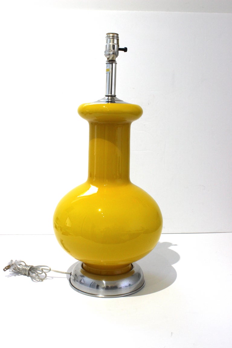 This stylish, chic and rare canary yellow Murano glass lamp dates to the 1970s and was created by Marbro Lamp Company.

Note: The piece has been professionally rewired.