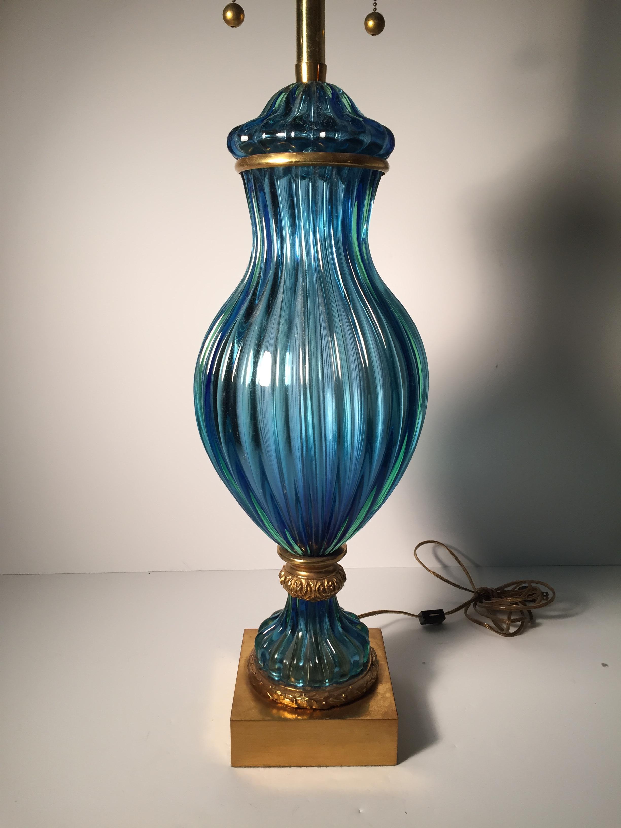 Hollywood Regency Seguso Murano Glass Lamp