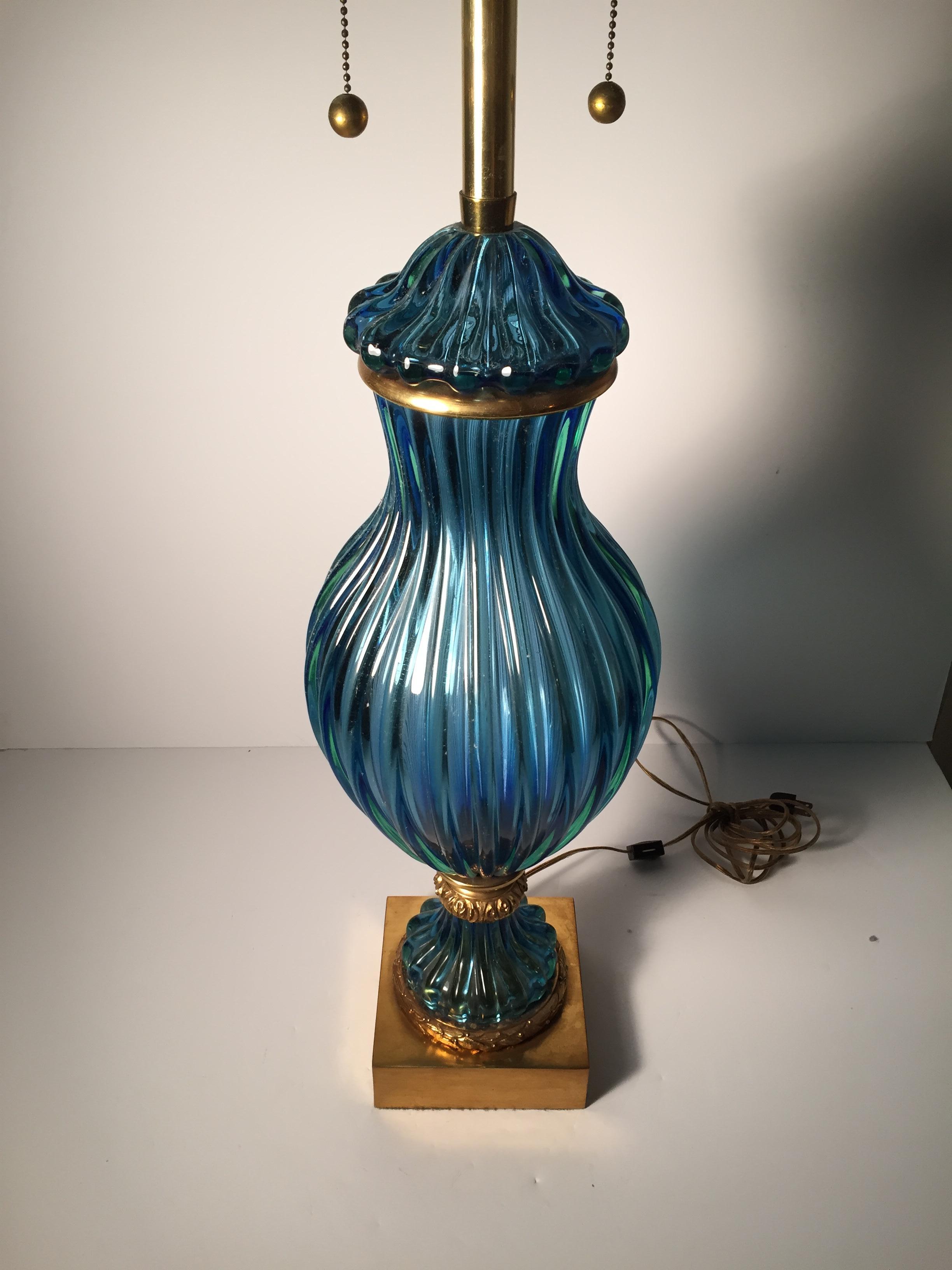 Italian Seguso Murano Glass Lamp
