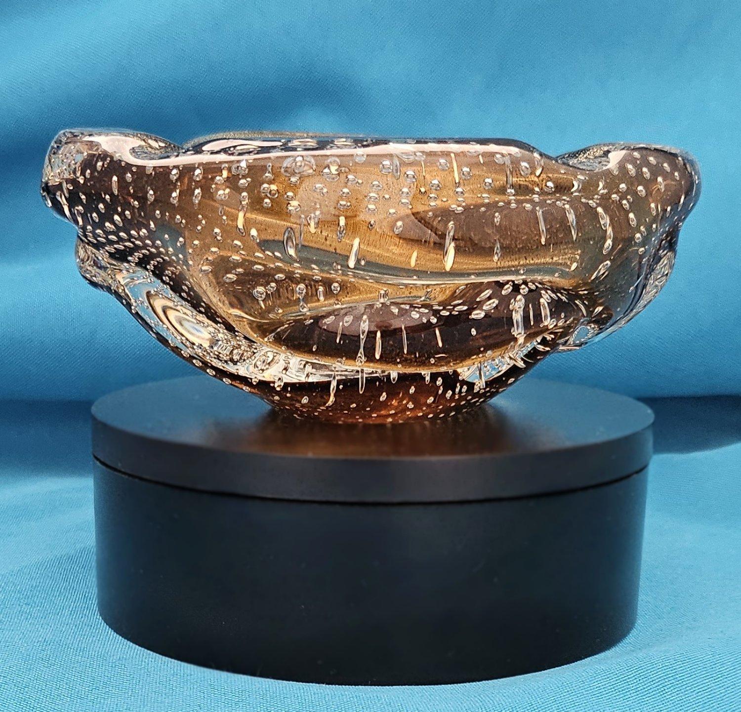Seguso Cuenco / Cenicero Lenti de Cristal de Murano con Bullicante y Polveri de Oro en venta 2
