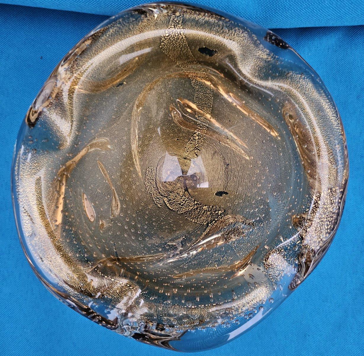 Seguso Cuenco / Cenicero Lenti de Cristal de Murano con Bullicante y Polveri de Oro en venta 3