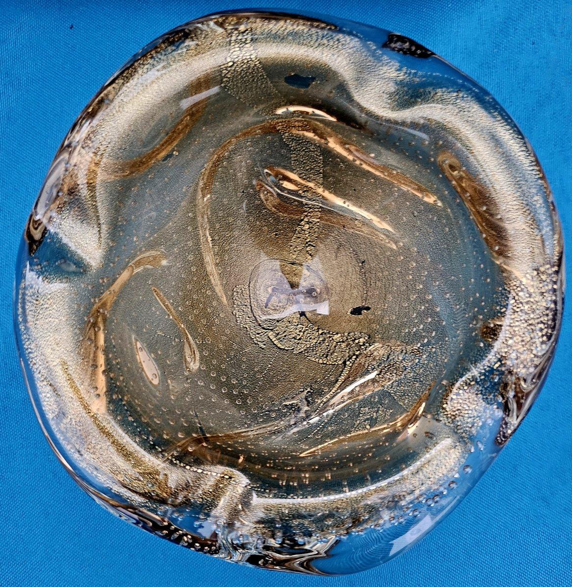 Seguso Cuenco / Cenicero Lenti de Cristal de Murano con Bullicante y Polveri de Oro en venta 4