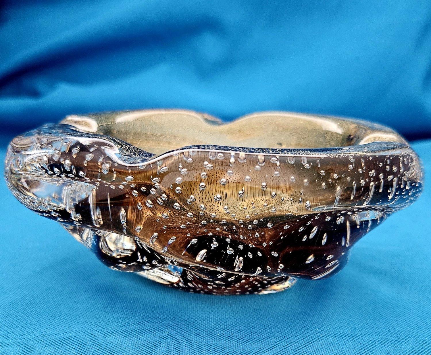 Seguso Cuenco / Cenicero Lenti de Cristal de Murano con Bullicante y Polveri de Oro Otro en venta