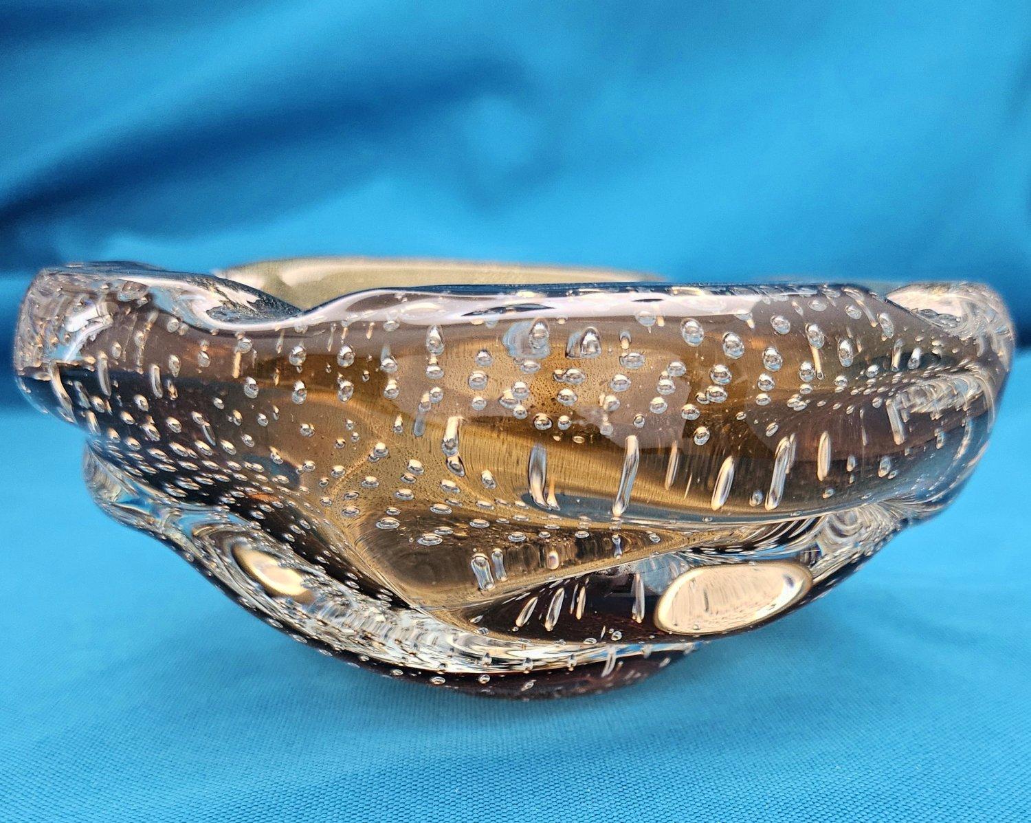 Seguso Cuenco / Cenicero Lenti de Cristal de Murano con Bullicante y Polveri de Oro en Bueno estado para la venta en Warrenton, OR
