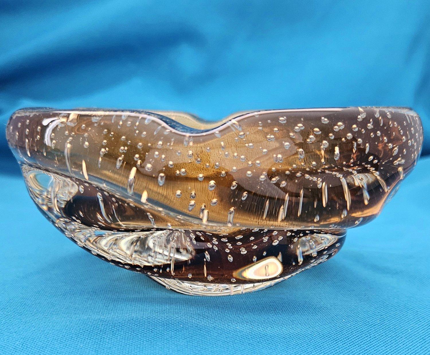 Seguso Cuenco / Cenicero Lenti de Cristal de Murano con Bullicante y Polveri de Oro siglo XX en venta