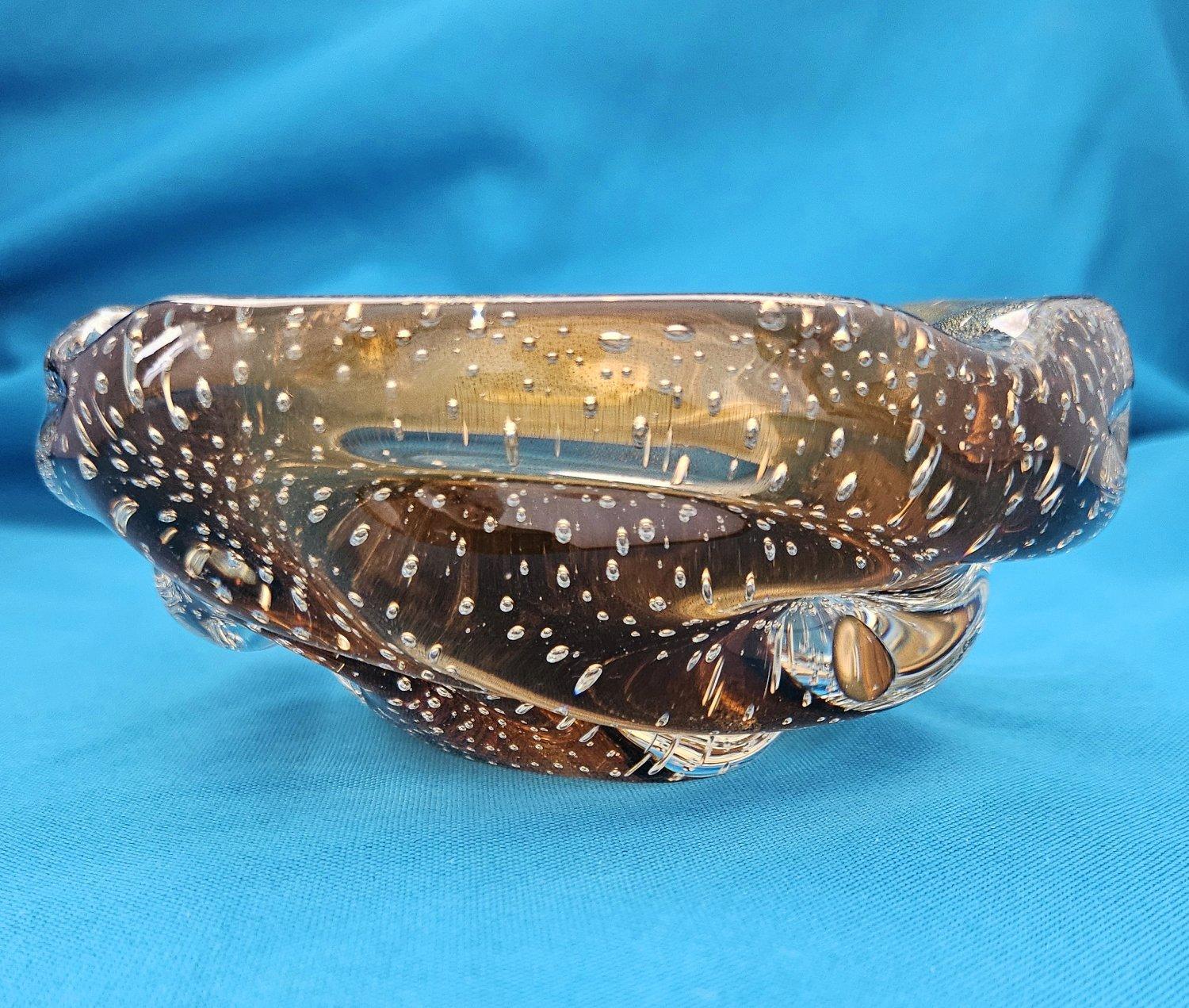 Seguso Cuenco / Cenicero Lenti de Cristal de Murano con Bullicante y Polveri de Oro Vidrio en venta