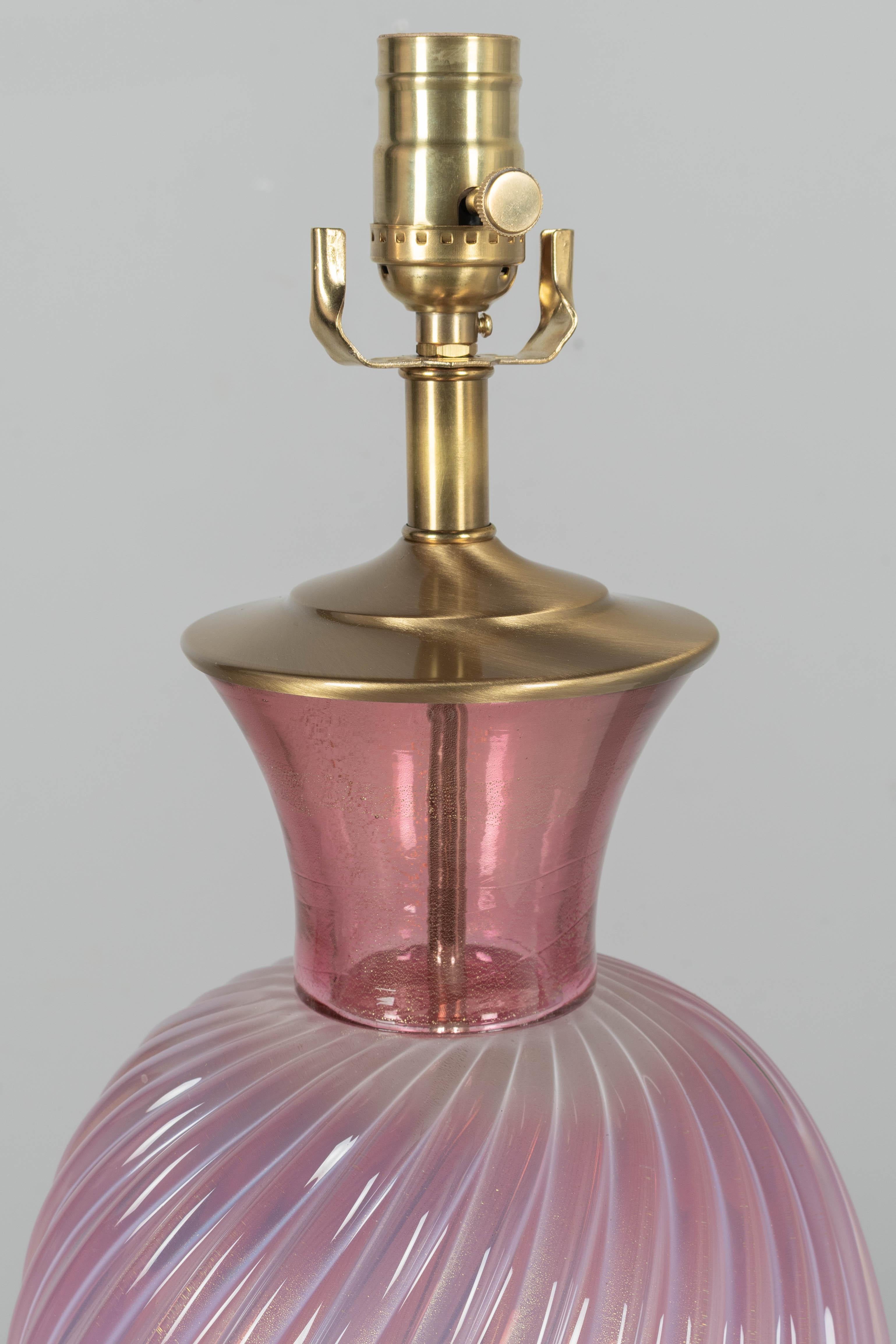 Seguso Murano Glas Mid Century Lampe (Messing) im Angebot