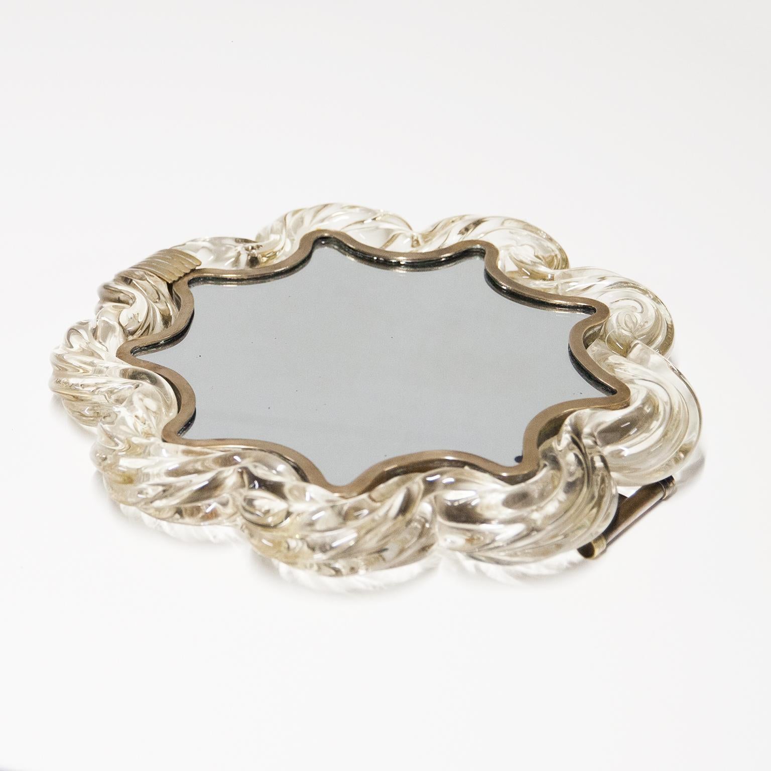 Seguso Murano Glass Picture Frame Vanity Mirror 1950s For Sale 2