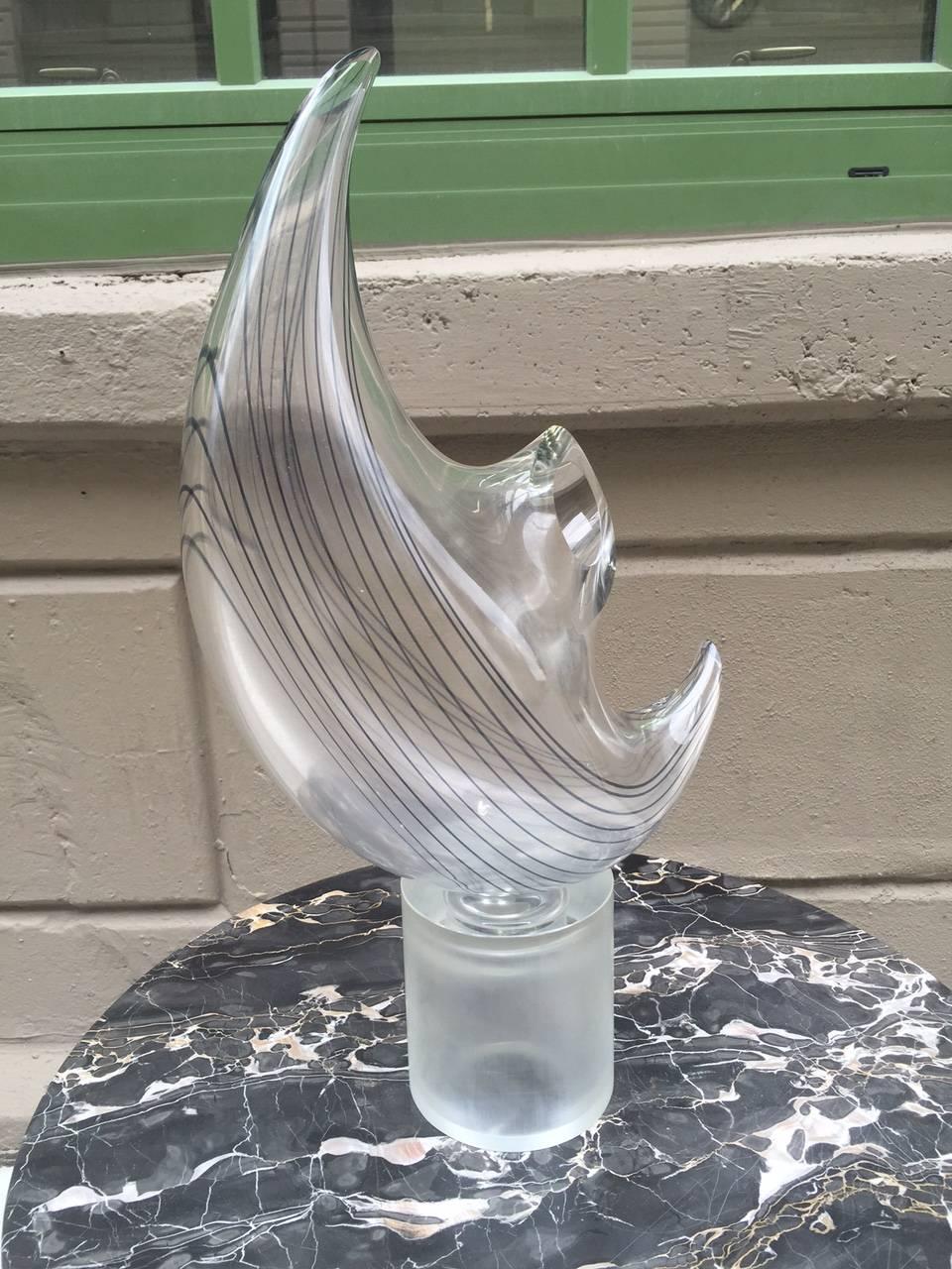 Murano glass abstract sculpture, signed Seguso.