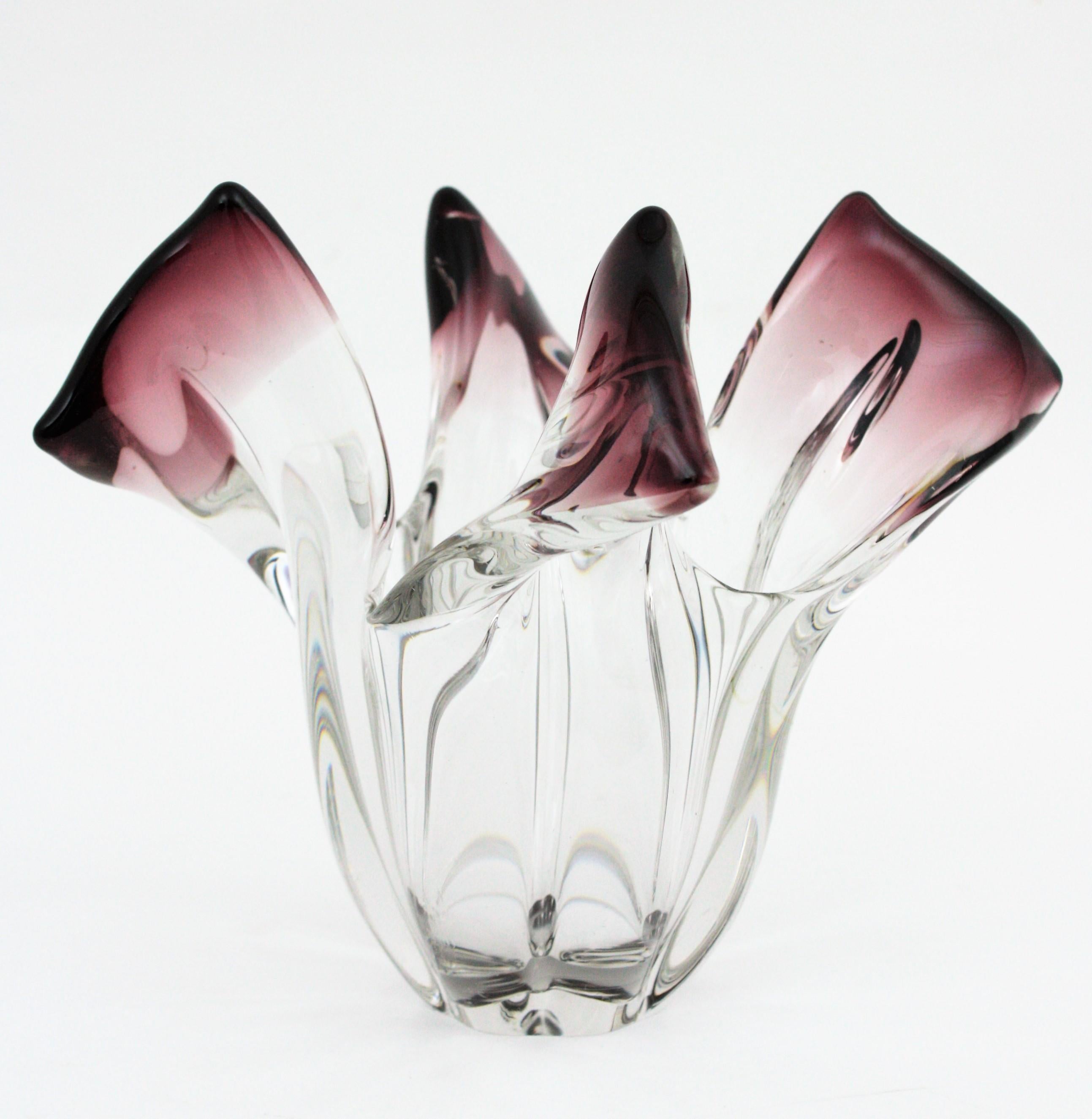 murano glass vase purple