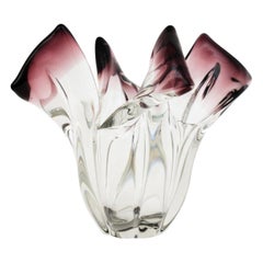 Vintage Seguso Murano Glass Sommerso Clear and Purple Twisted Vase, 1960s